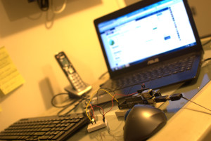 The computer control station of an automated aquaponics system.