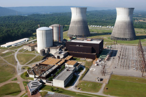 A nuclear power plant as seen from above.