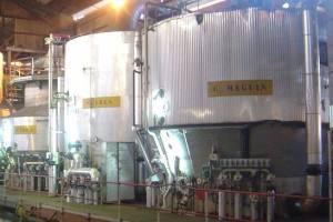 The interior of a sugar refinery.