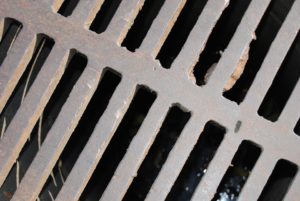 A sewer grate