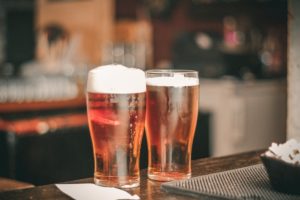 two craft beers on bar
